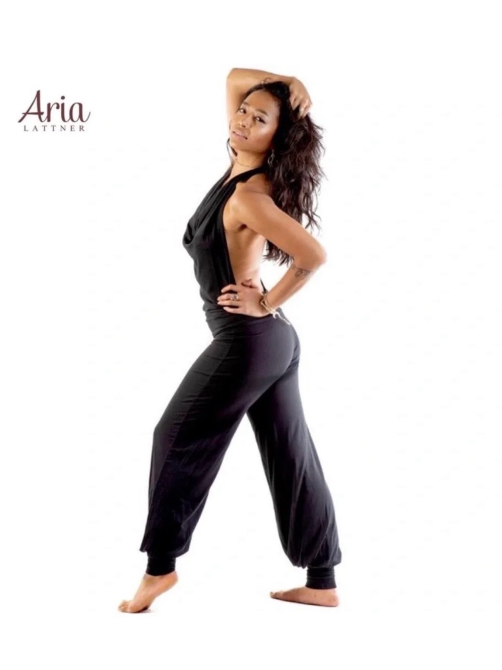 Aria Lattner Blue Women’s Halter Open Back Jumpsuit